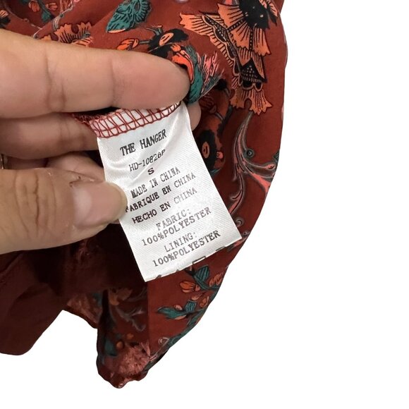 The Hanger Womens Rust Floral Off The Shoullder Layered Boho Dress Size Small - Picture 6 of 6